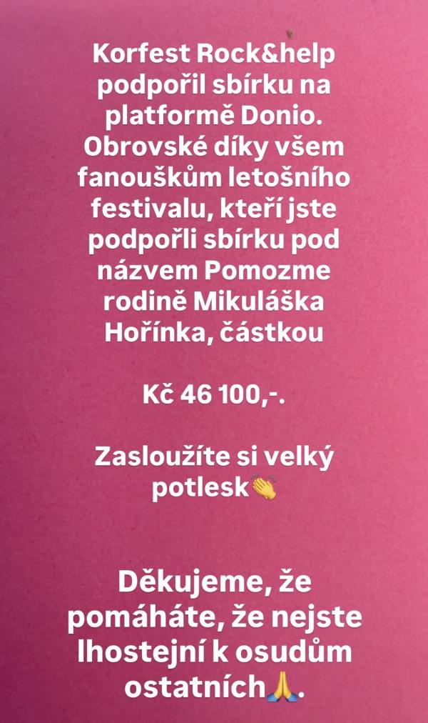Poděkování starosty