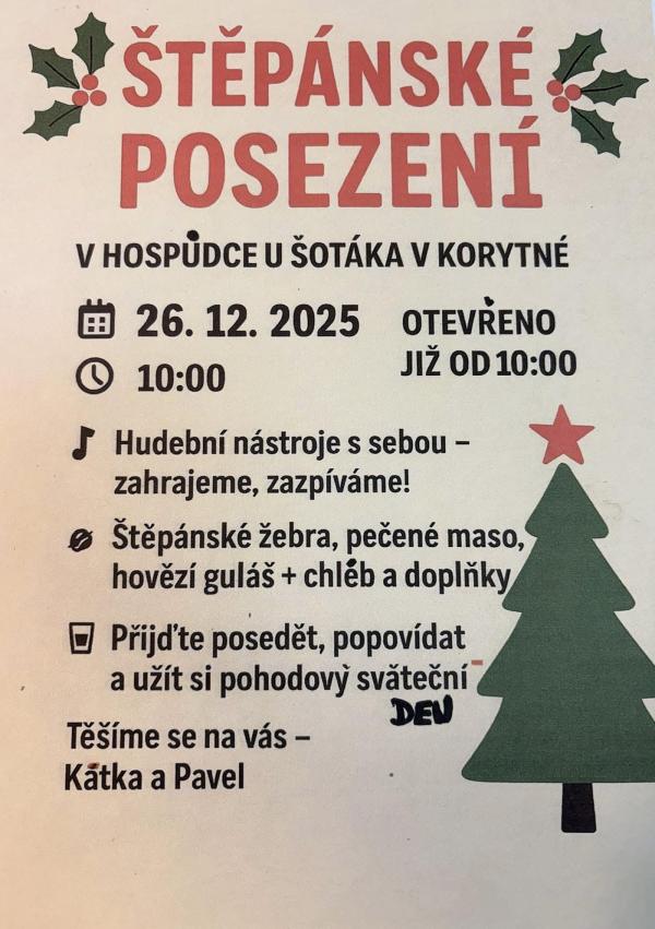 Štěpána můžete oslavit v hospůdce u Šotáka 